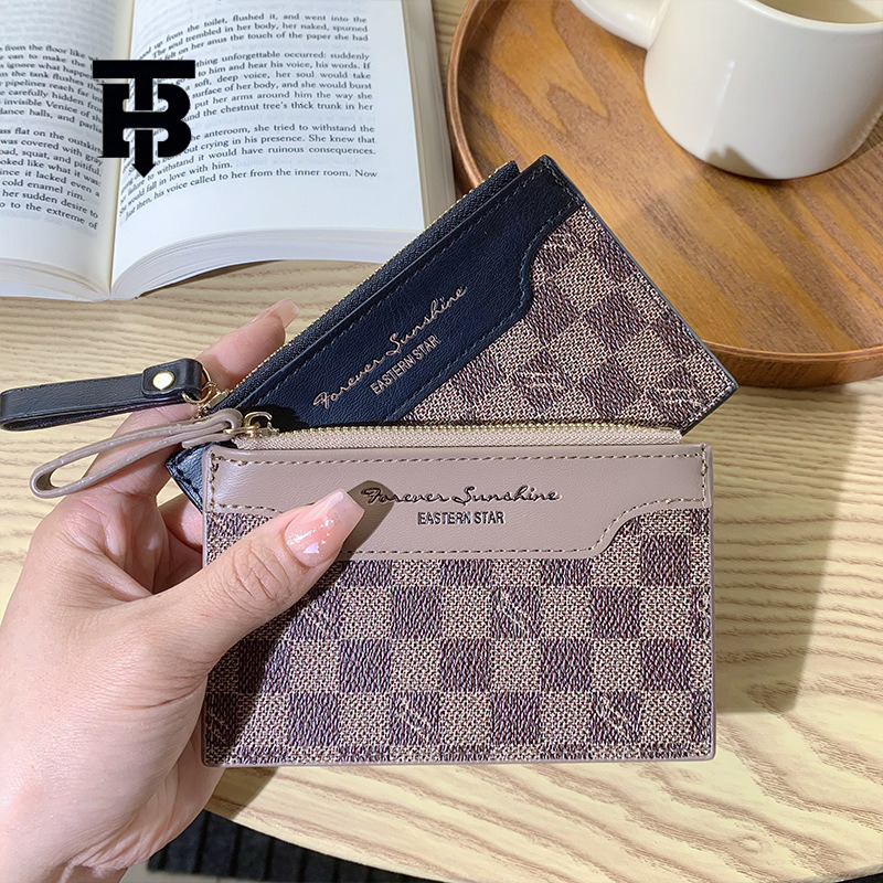 TB BHULAMTE New Retro European And American Thin Wallet Designer Luxury Women's Short ID Card Clip Fashion Zipper Coin Bag Free Shipping