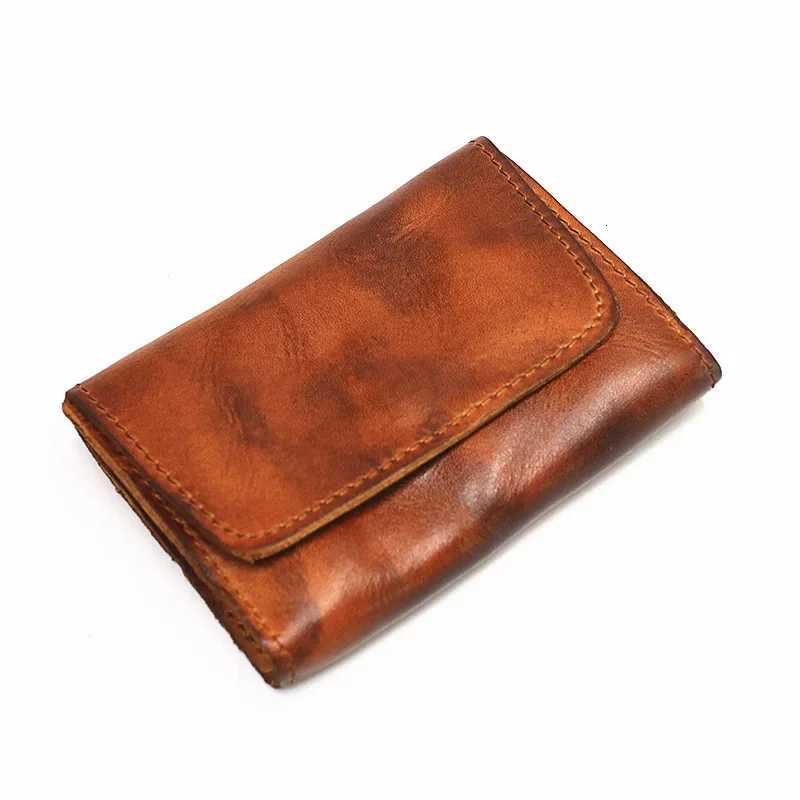 Genuine Leather Wallet for Men Women Brand Vintage Handmade Short Small Mens Wallets Card Holder Original Leather Coin Purse W250826