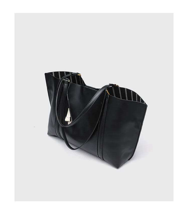 2025 Fashion Tote Handbags PU Leather Bags Women Black Large Capacity Shoulder Handle Purse For Travel Shopping Bag