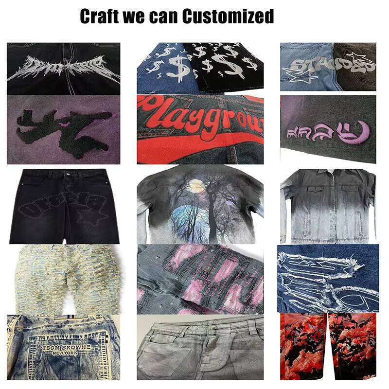 Men's Slim Fit Hip Hop Streetwear Denim Jeans Distressed Leather Star Patch Zipper Crotch Stack Ripped Stretch Design