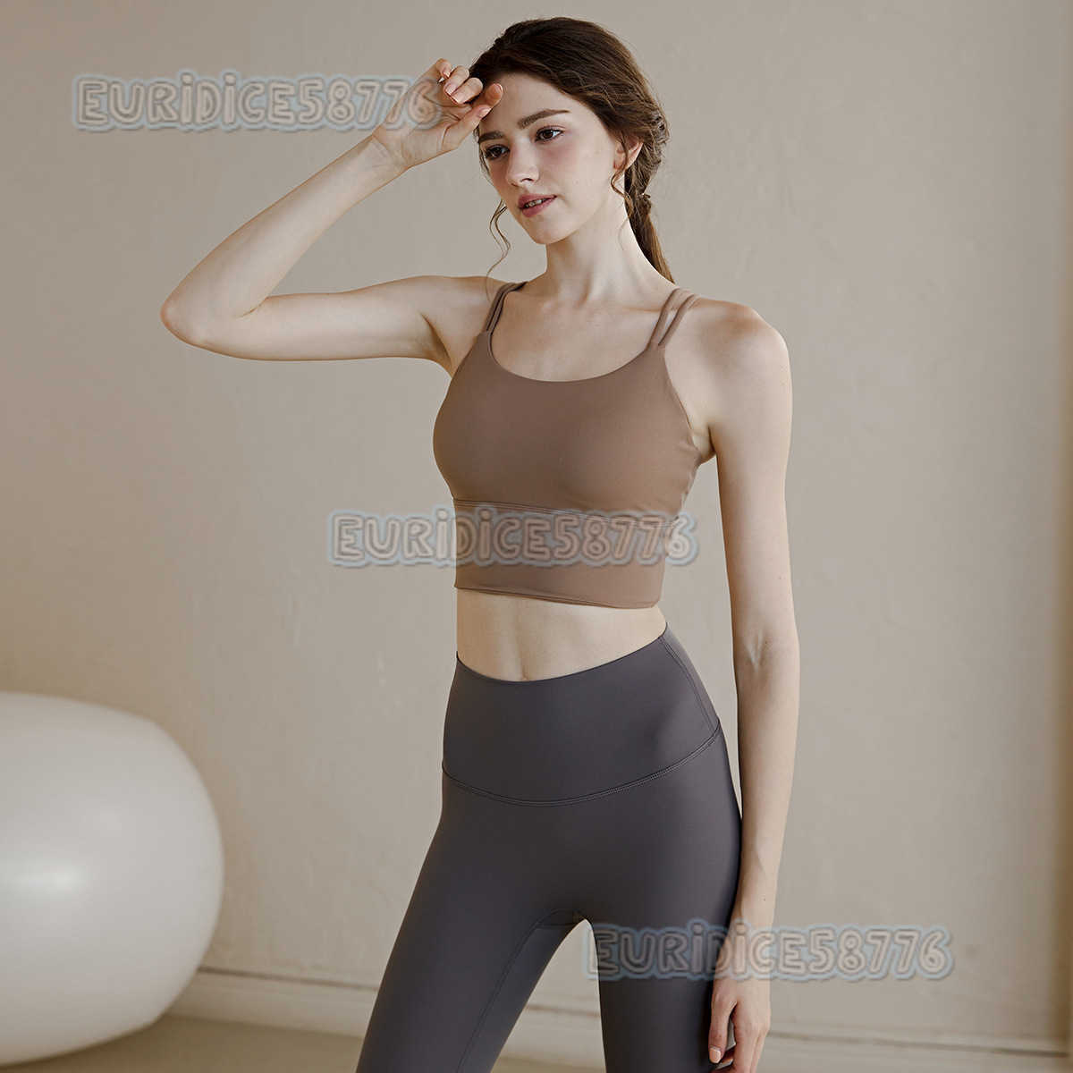 Allinone Sports Bra Shockproof Camisole Fixed Chest Pad Running Antislip Beautiful Back Yoga Fitness Bra H250825