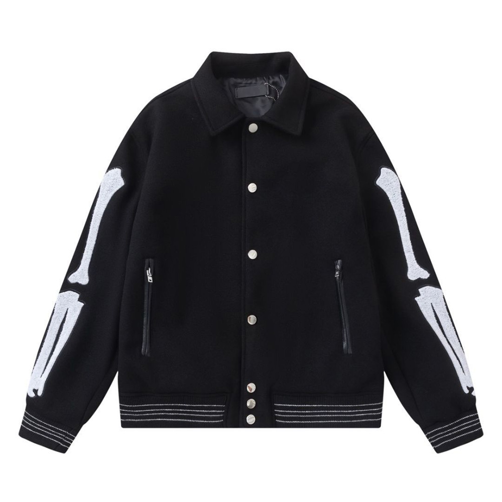 Designer Men Hoodies Jacket Skull Felt Embroidered Letters Lapel Neck Mens Single Breasted Streetwear Wool Blend Baseball Windproof Long Sleeve Bomber Jackets