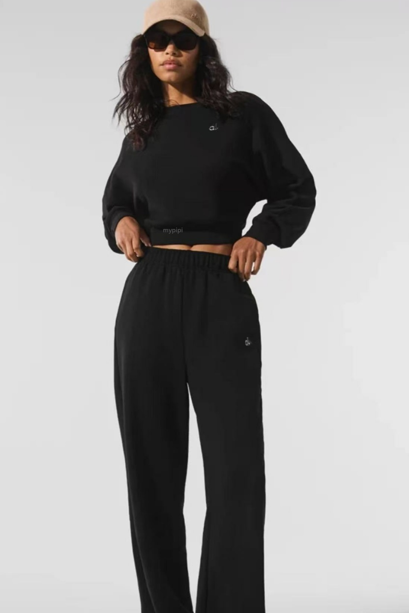 Womens Yoga set cropped Sweatshirt Long sleeved aloTop Round Neck Top Gym aloSweatwear Unisex Casual Sweat Tops Womens hoodie workout sets