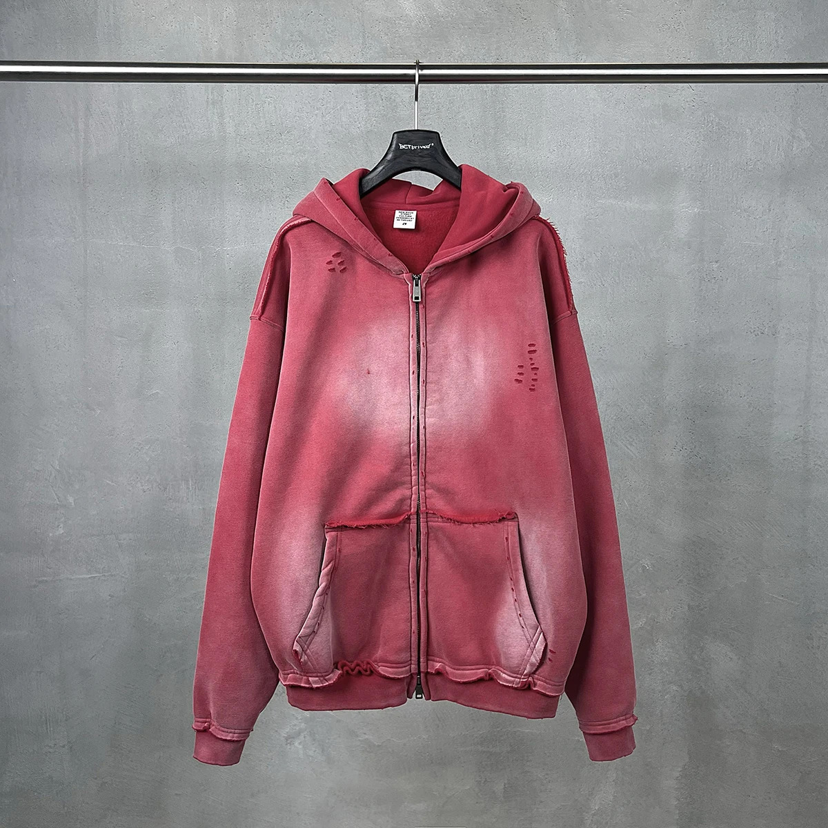 Mens Zip Up Hoodies Y2k Distressed Washed Oversize Cardigan Hoodie Plus Plush Tiedye Fraying Hooded Sweatshirt Autumn Winter 250826