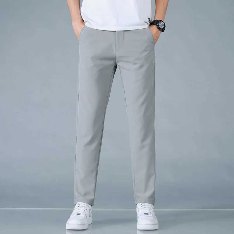 2025 Spring Summer Ultrathin Mens Casual Pants Slim Straight Leg Elastic Waist Sports Jogging Trousers Fashion Men Golf Pants W250826