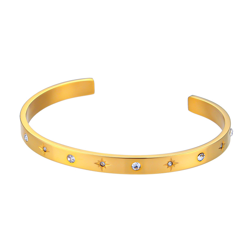 Bracelet Designer Bracelet Bangle Luxury Jewelry Hot Selling Open Cuff Stainless Steel Round Zirconia Octagram Star Pentagram Charm Bracelet for Women