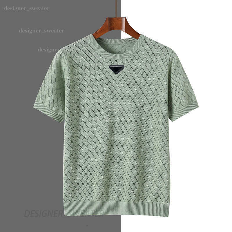 Men's T-Shirts Designer Perforated Cotton Short Sleeve T-Shirt Summer Thin Knitwear Men Simple Versatile Breathable Round Neck Half Sleeve Fashion Top AG63