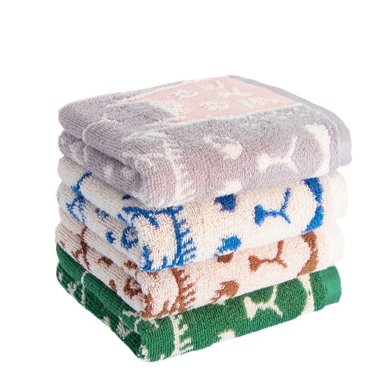 Pure cotton jacquard cat towel graffiti children's face towel 31*60 medium towel new 68g face towel