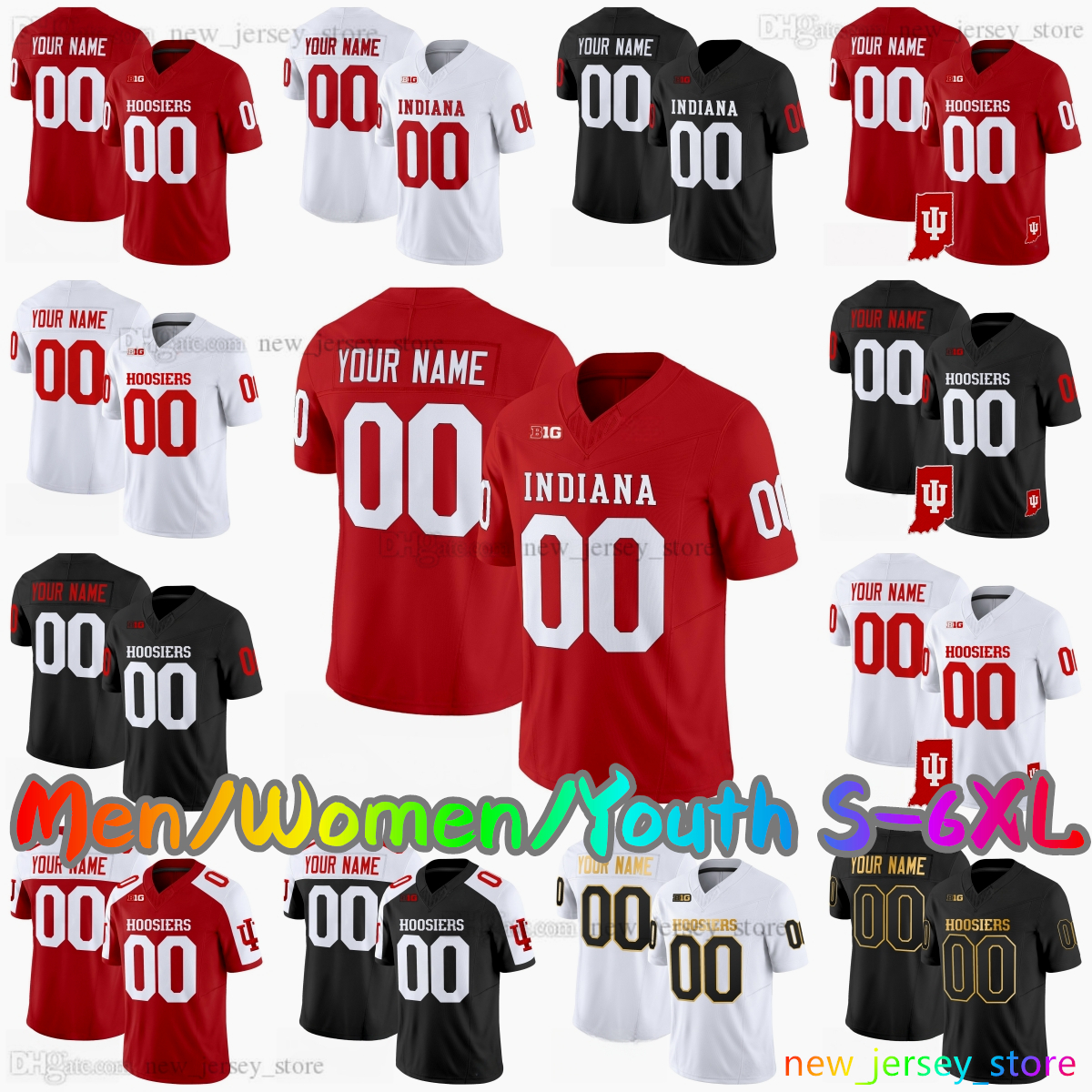 2025 Custon S-6XL Indiana Hoosiers College Football Jersey 15 Fernando Mendoza 6 Justice Ellison 13 Elijah Sarratt 9 Kurtis Rourke 17 Ty Son Lawton Stitched Jerseys