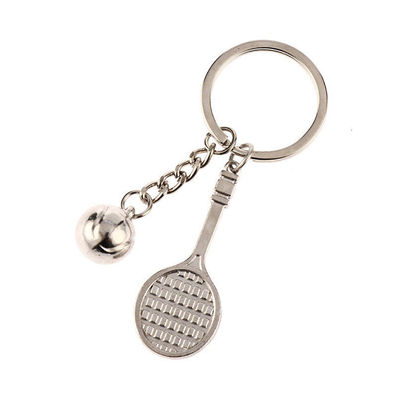 Racket Keychain Tennis Chain Key Ring Men's and Women's Pendant Gift Zinc Alloy Material