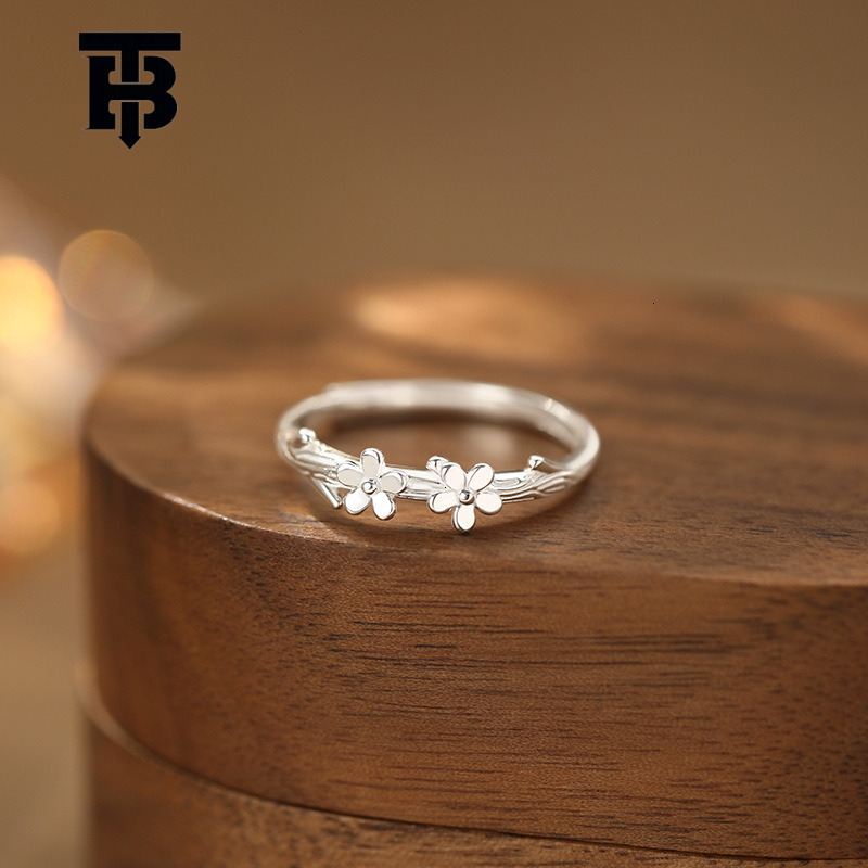 2025 New S999 Pure Silver Flower Ring Forest-style Designer Jewelry Wedding Ring Sweet And Fresh Adjustable Temperament Gentle Jewelry Wholesale