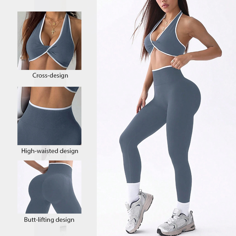 High-Waisted Seamless Yoga Pants Fashionable Workout Gear with Stretch Support