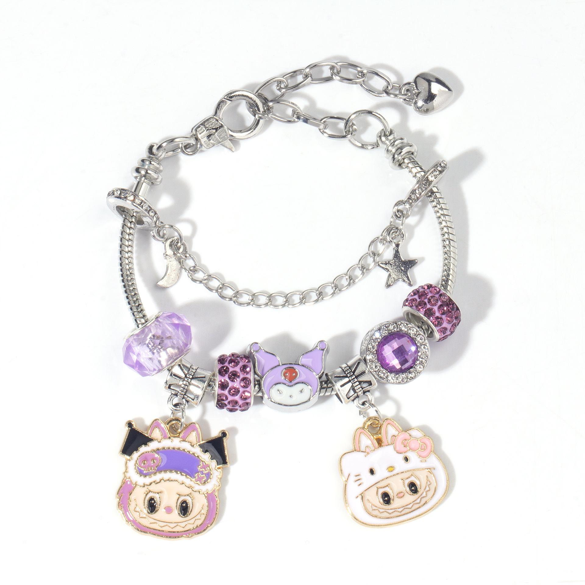 Handmade Designer Jewelry Beaded Bracelet with Cartoon Kuromi Labubu Charms - Trendy Kawaii Accessories for Fashion - Loving Women My Melody Cinnamoro