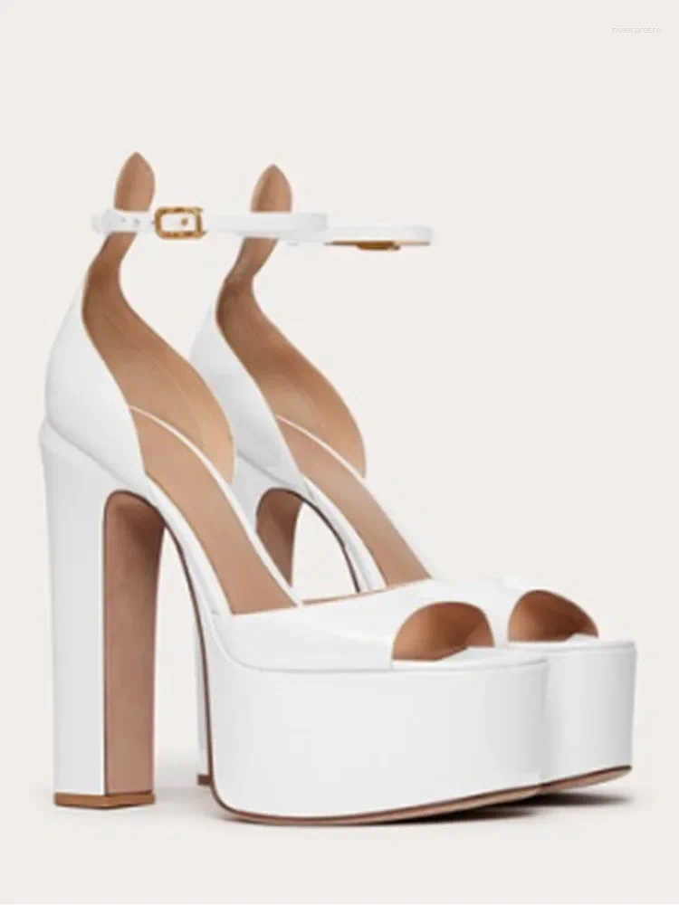 Women's Sandals Ladies' Summer round head Coarse High-heeled Fish Mouth Thick Soled Waterproof Platform Sexy Party And Wedding Shoes