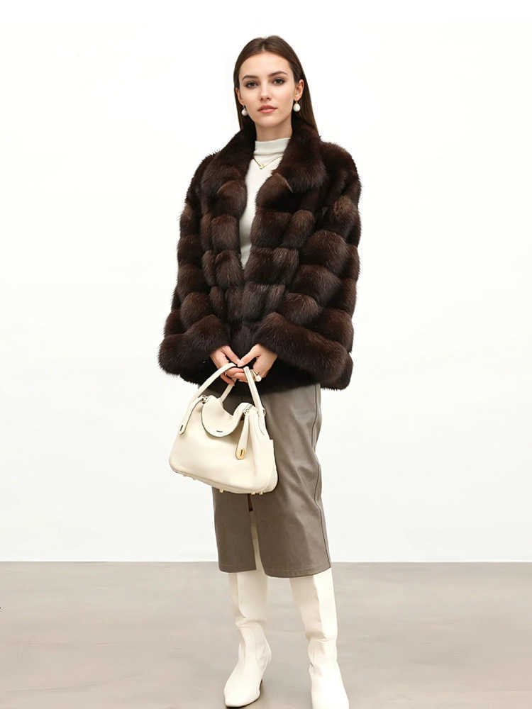 2024 New "Full Sky Stars" Russian mink coat, women's artificial fur autumn and winter fashion hooded faux fur coat W241010