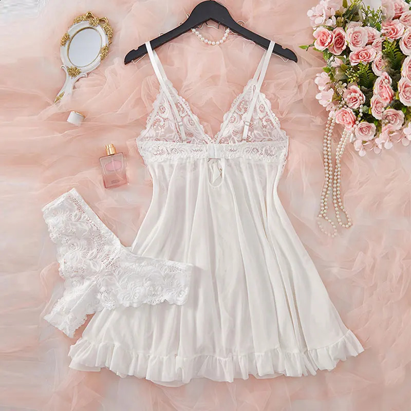 A Set Of Woman Underwear Nightgown Thong Sets Plus Size Suspender Lace Lingerie Sexy Accessories Erotic Bra Nightdress lenceria250826