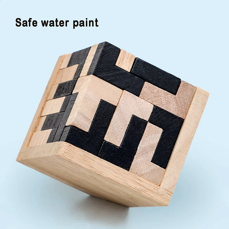 3D Cube Puzzle Luban Interlocking Creative Educational Wooden Toy Brain Mind Early Learning Game Gift For Children Letter 250827