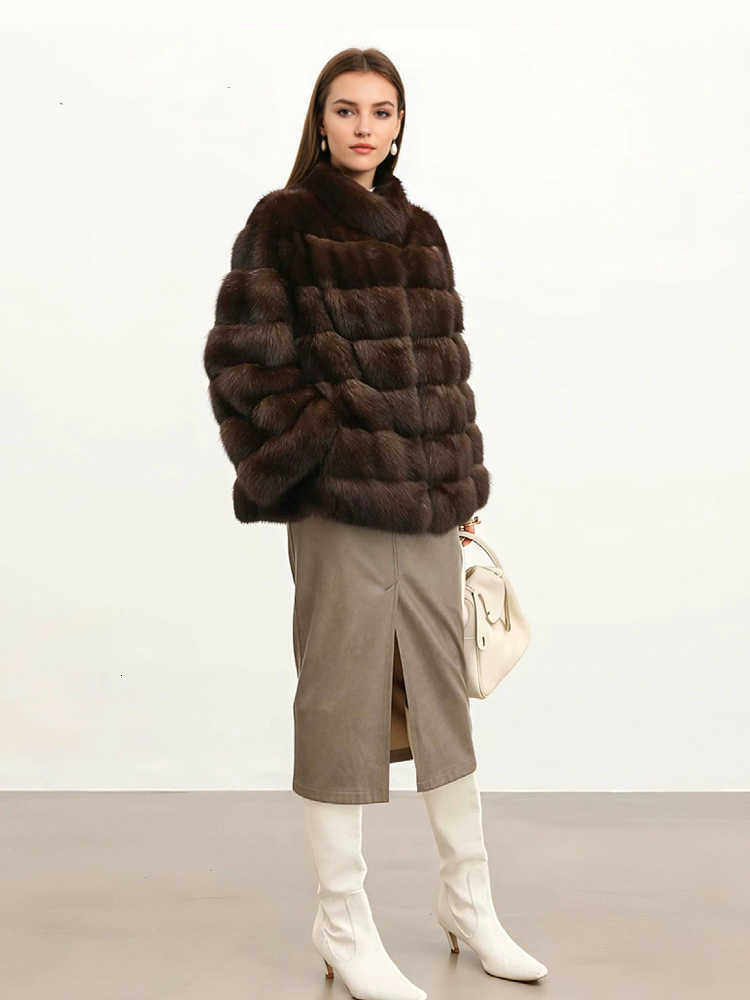 2024 New "Full Sky Stars" Russian mink coat, women's artificial fur autumn and winter fashion hooded faux fur coat W241010