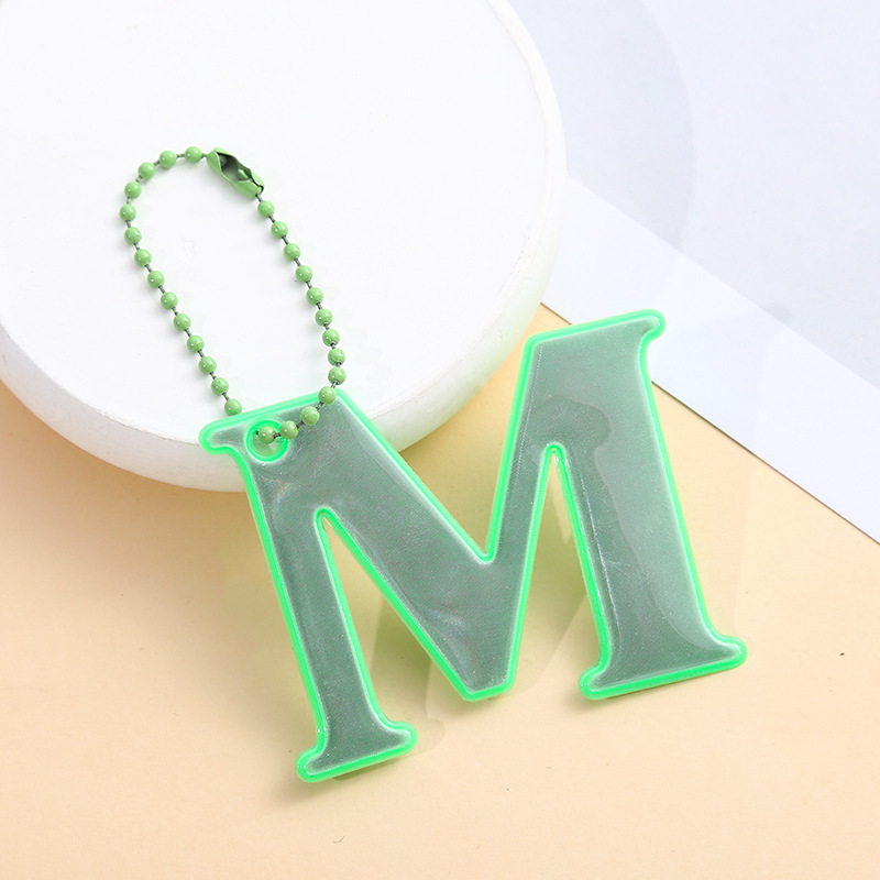High Visibility Reflective M Letter PVC Keychain for Night Riding Backpack Keychain Pendant
