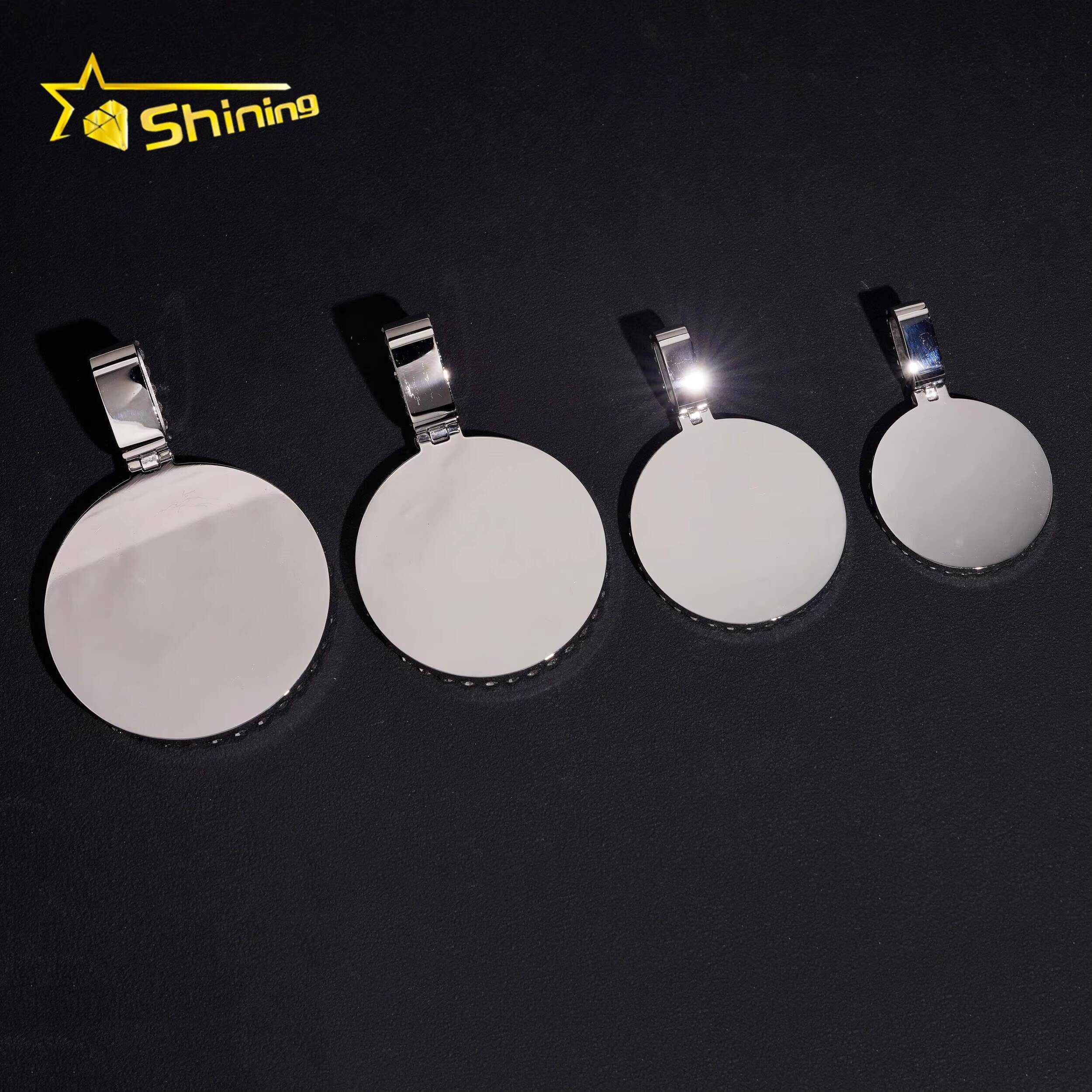 New Design Saphire Panel No Scratch Memory Moissanite Photo Pendant Fashion Waterproof Iced Out Moissanite Picture Pendant