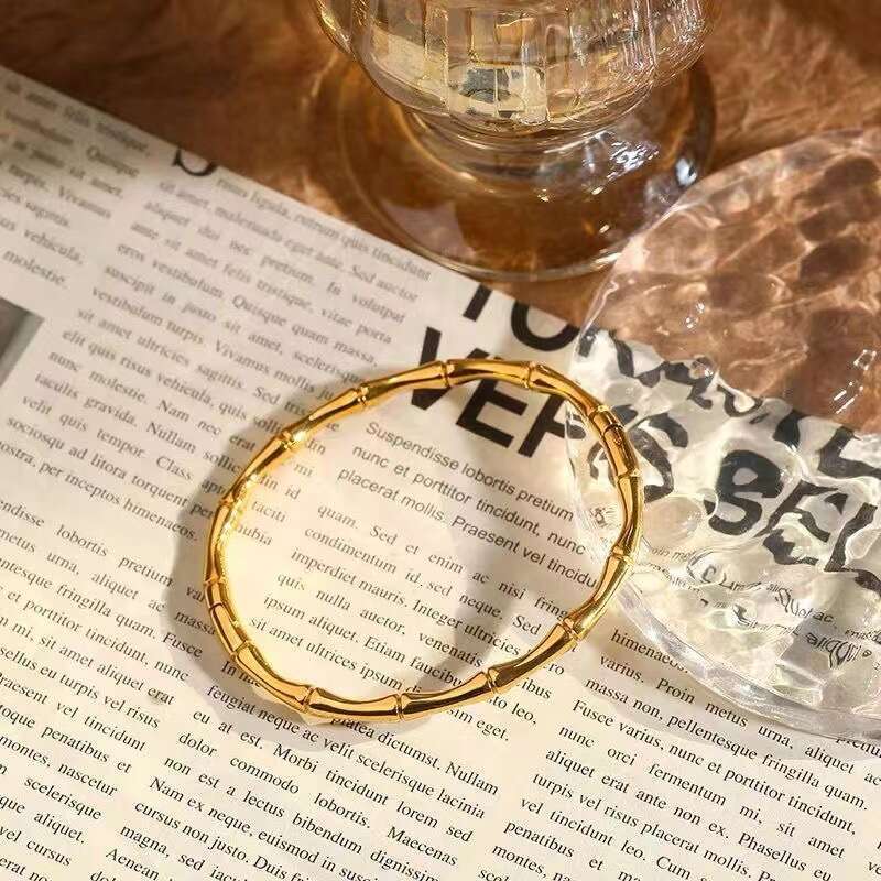 Xiaohongshu Luxury jewelry designer bracelet popular fashionable bamboo titanium steel bracelet women's high-end simple elegant non fading bracel