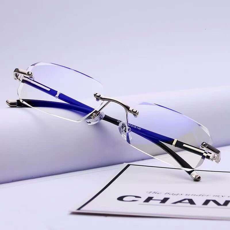 High-end Frameless Men Women, Business Ultra-light Anti-blue Light Anti-radiation Anti-fatigue Reading Glasses for Middle-aged and Elderly