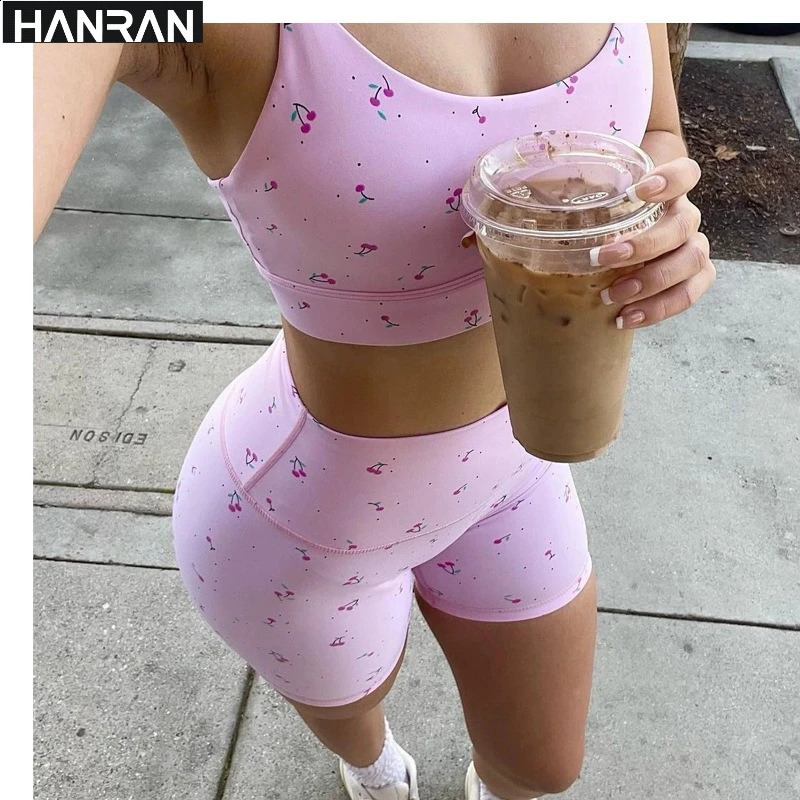 HANRAN Matching Workout Set 2025 Trendy Fitness Bra Yoga Pants with Builtin Cups 250827