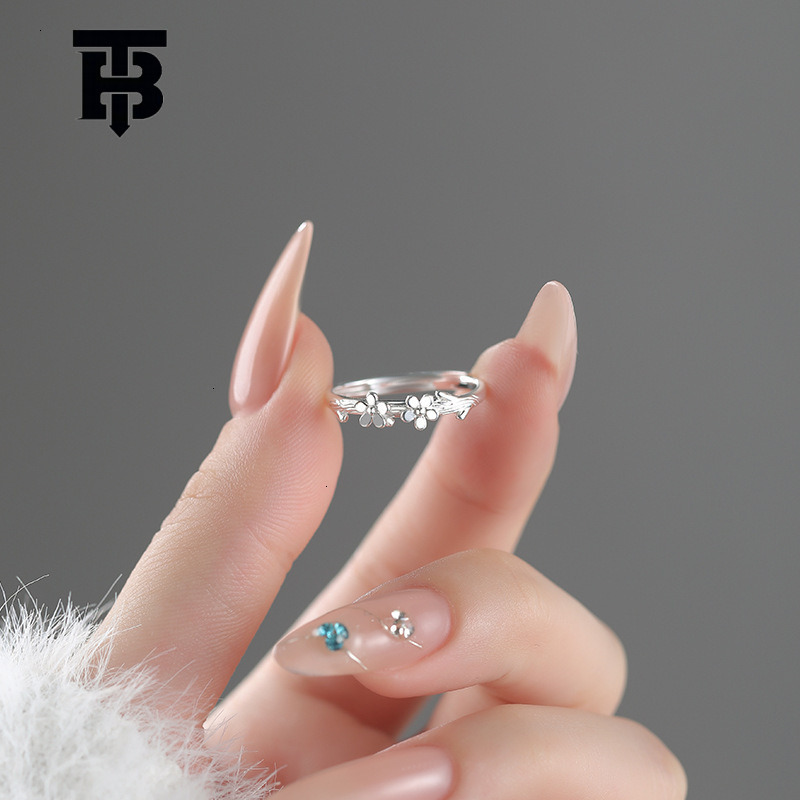 2025 New S999 Pure Silver Flower Ring Forest-style Designer Jewelry Wedding Ring Sweet And Fresh Adjustable Temperament Gentle Jewelry Wholesale