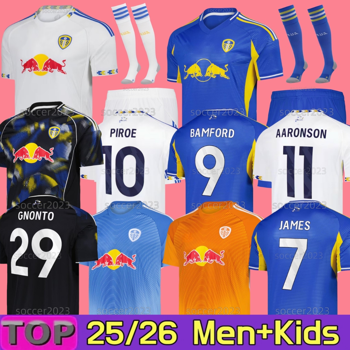 25 26 GNONTO JAMES Soccer Jerseys MESLIER BAMFORD Llorente 2025 2026 Adams Aaronson HARRISON Sinisterra Maillots De Football Kids Football Shirt Leeds UNitEdesS