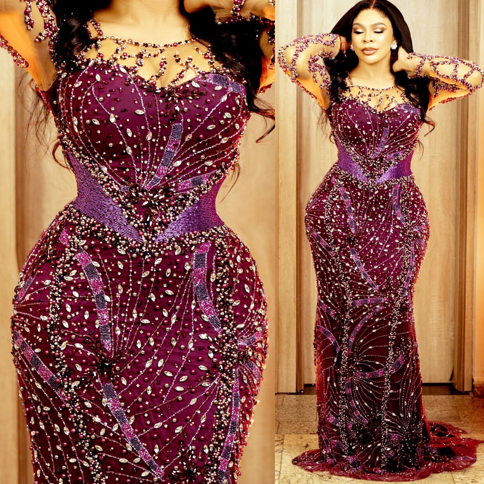 Grape Mermaid Prom Dresses 2025 Beaded Crystals Sequined Lace Sparkly Evening Formal Party Second Birthday Engagement Gowns Plus Size Dress For Specia