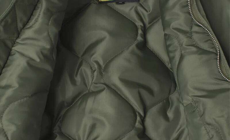 High Quality Thick Nylon Mens Bomber Winter Green Black Padded Pilot Flight Jacket Windproof