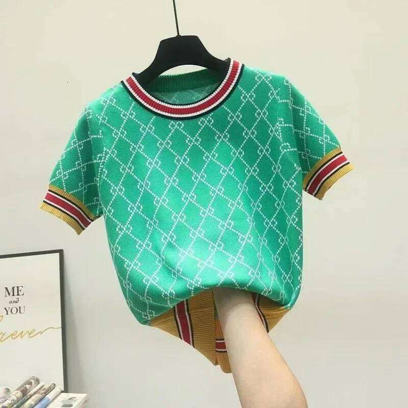 Haruku Summer High Quality Knitted Jumper Sweater T-Shirt Women Clothes Tees Korean Fashion Ladies Knitwear Tshirt Tops