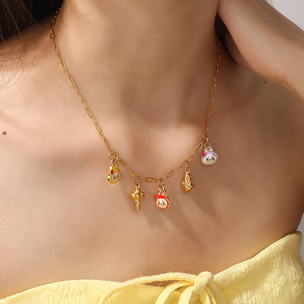 Necklaces Pendants Pendant Necklaces fashionable cartoon pendant stylish pendant Chic Labubu Jewelry Kits with Distinctive Toy Character Accents