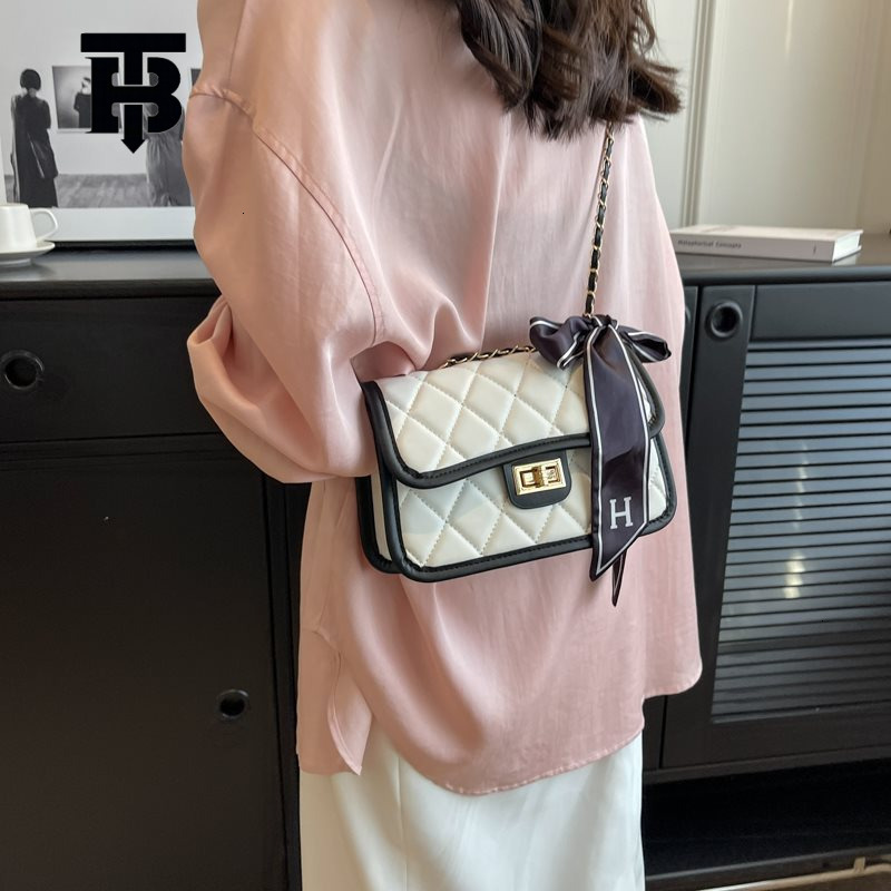 TB BHULAMTE Designer Luxury Women's High End Diamond Grid Chain Shoulder Underarm Bag Fashionable And Unique Mini Handbag Splicing Small Square B