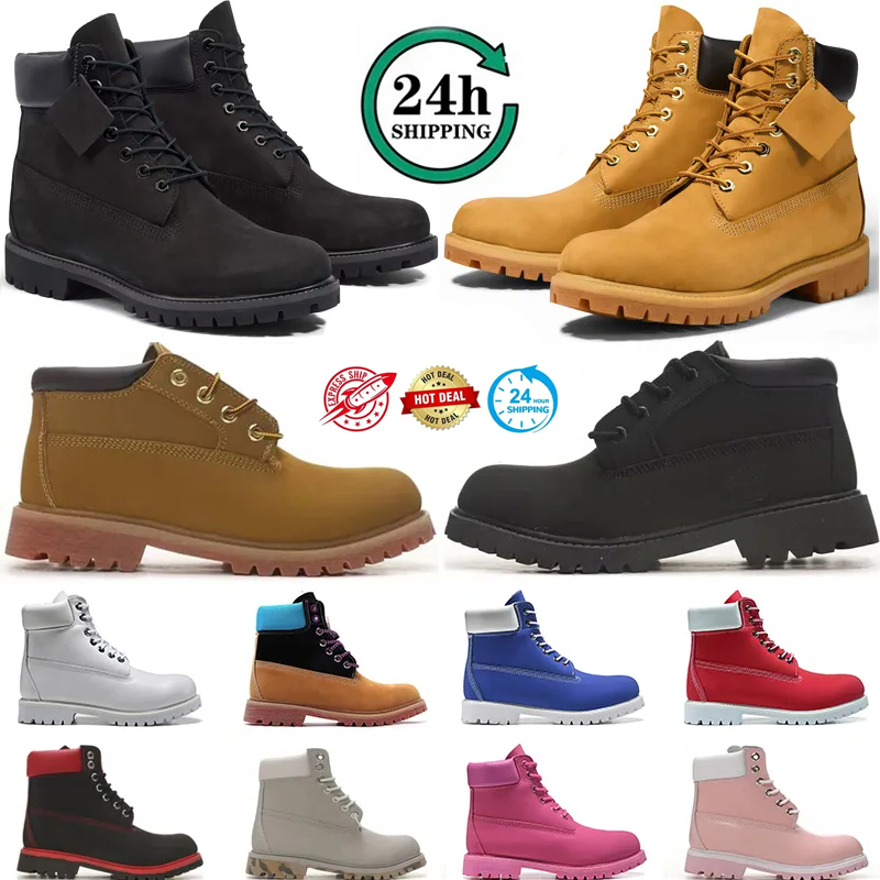 Tims Designer Boots Mens Womens Waterproof Boot Classic Martin cowboyboots Red Orange Blue Black Camo Pink Hiking motorcycle Hiking Platform Shoes Ankle Boot 36-46