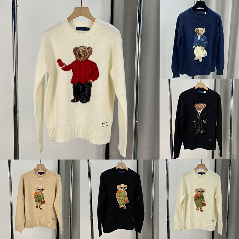 High Qaulity Designer Bear USA flag ly sweater Mens Jumpers Sweaters Knitted Cotton Pullover Winter Long Sleeve Sweater yy