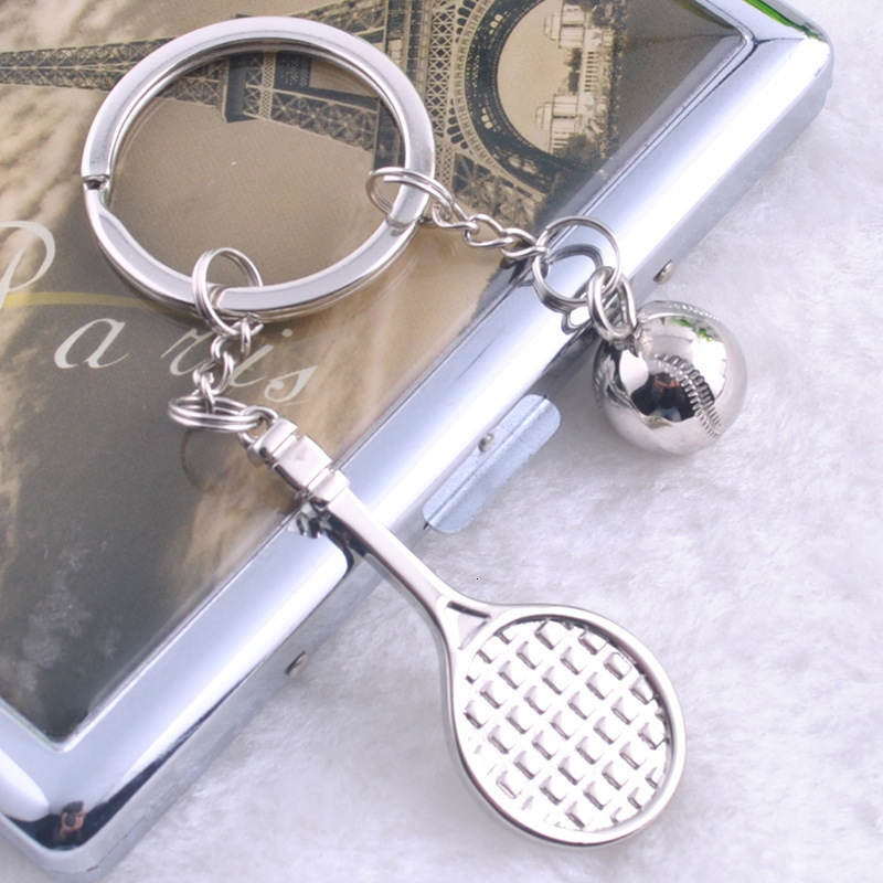 Racket Keychain Tennis Chain Key Ring Men's and Women's Pendant Gift Zinc Alloy Material