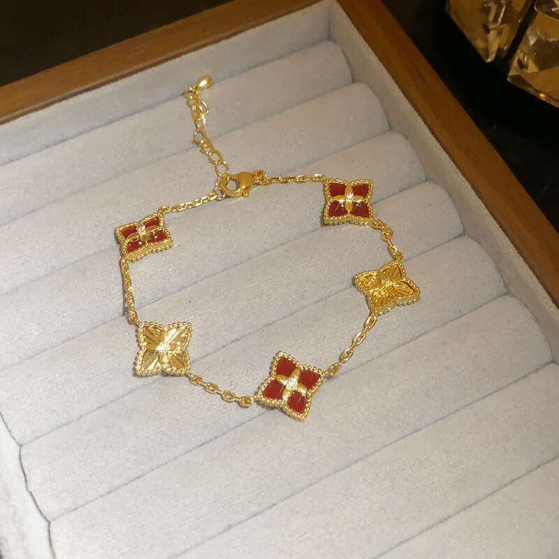 Luxury Designer For Women 4-leaf Clover Bracelet Single row tennis Chain Gold Zircon Shell Diamond Pullout High-End Versatile Commuter designer bracel - view 3