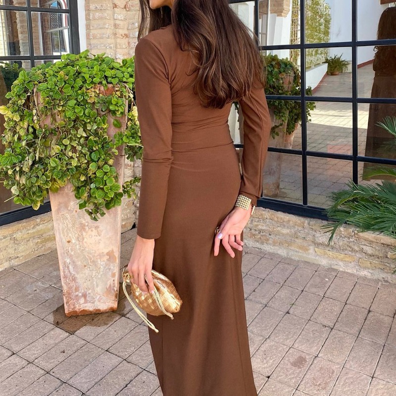 (667) New Women Long Elegant Pleated Dress Long Skirt