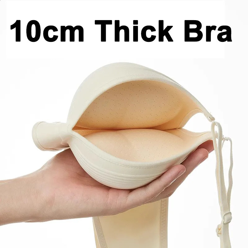 2025 10CM Thick Push Up Bra Wireless Padded Gathered Lingerie for Small Flat Chest Comfortable Sexy Natural Lift250826