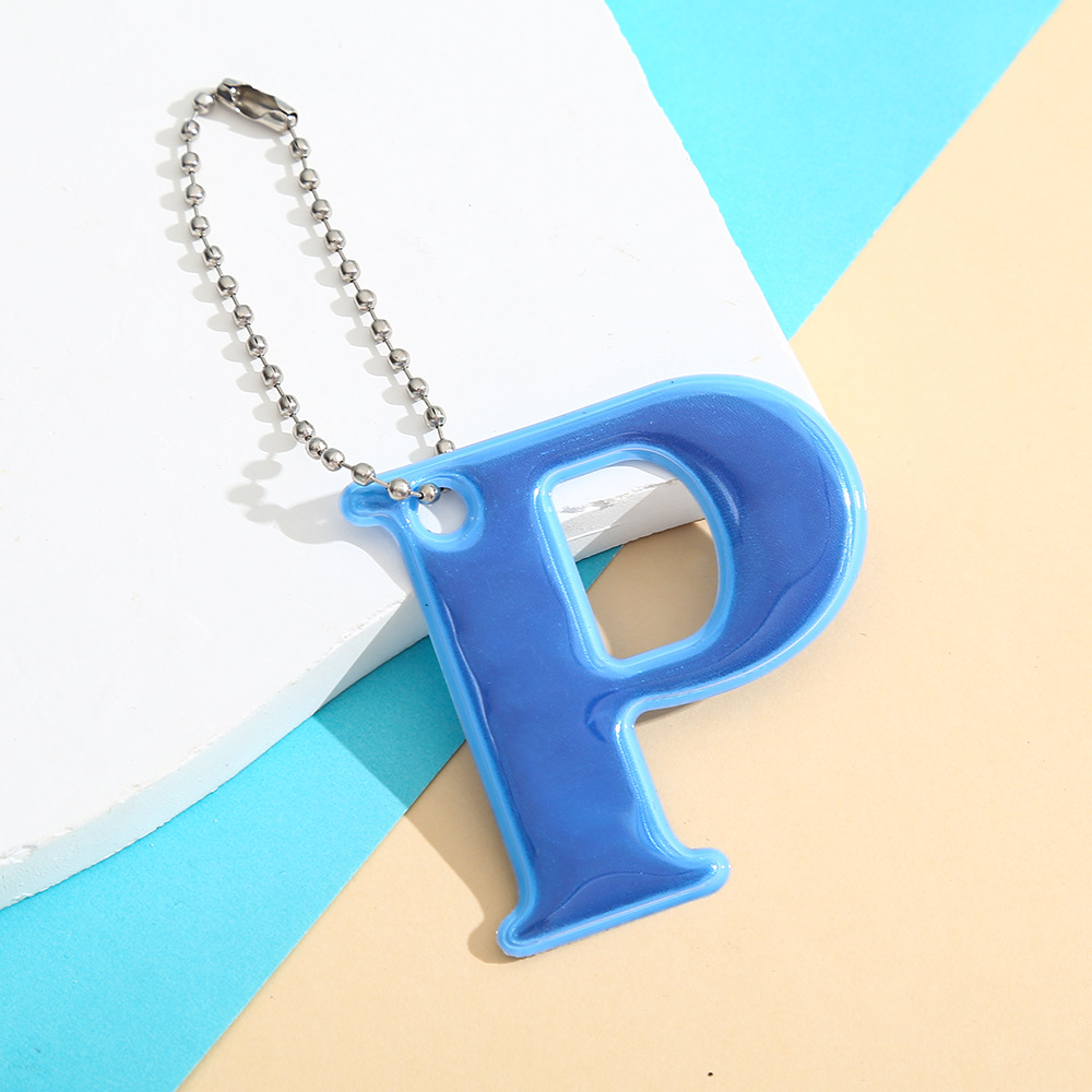 Multicolor Reflective Letter 'P' Shape Backpack Charm for Keys & Bags