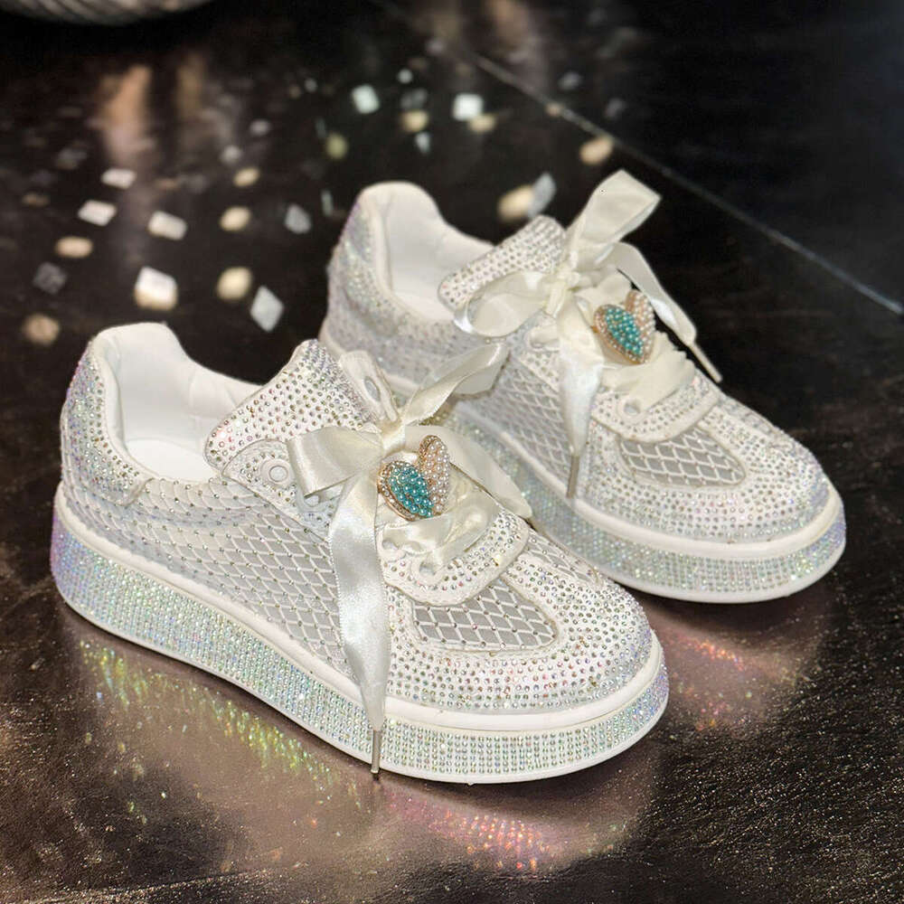 DHSunglasses 2025 Women's Platform Sneakers Europe, Fashion Casual Comfortable Shoes with Rhinestones, Big Size 35-43, Cross-Border Shipping
