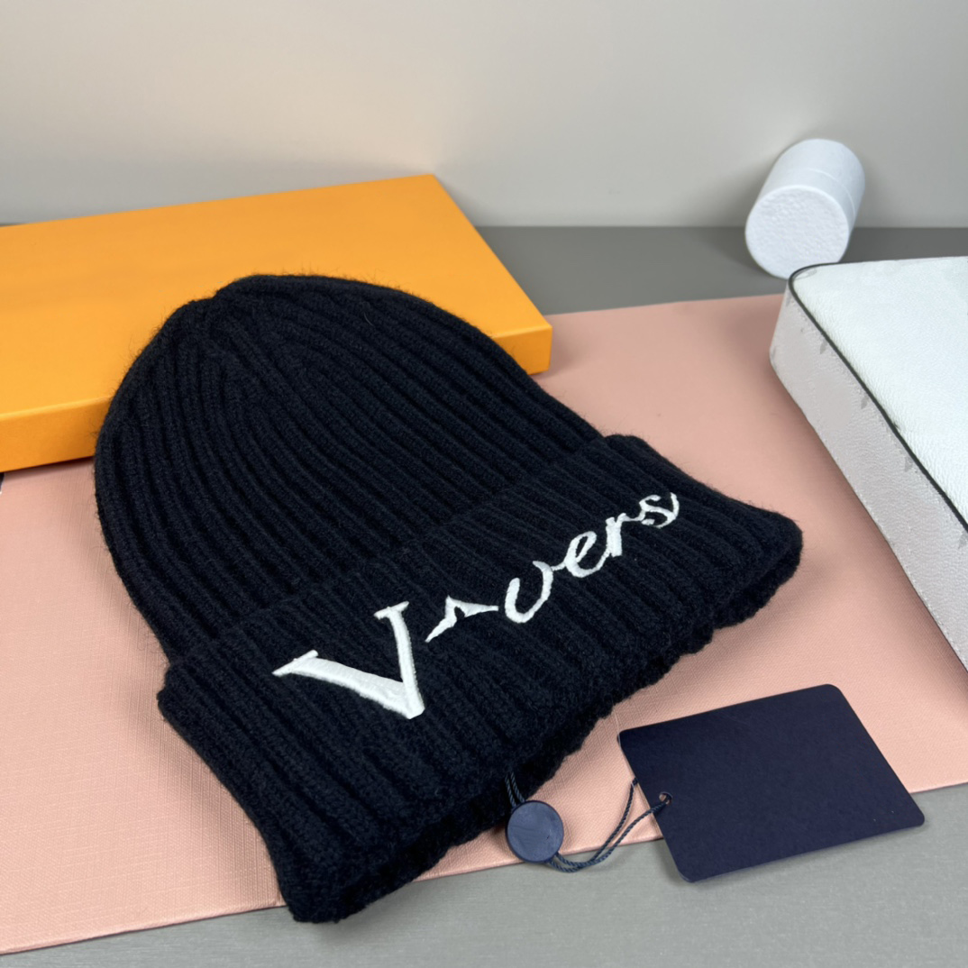 designer beanie Solid Color Embroidery Knit hat exquisite Luxury Hat trend autumn winter wool Elegance versatile temperament Casual fashion warm