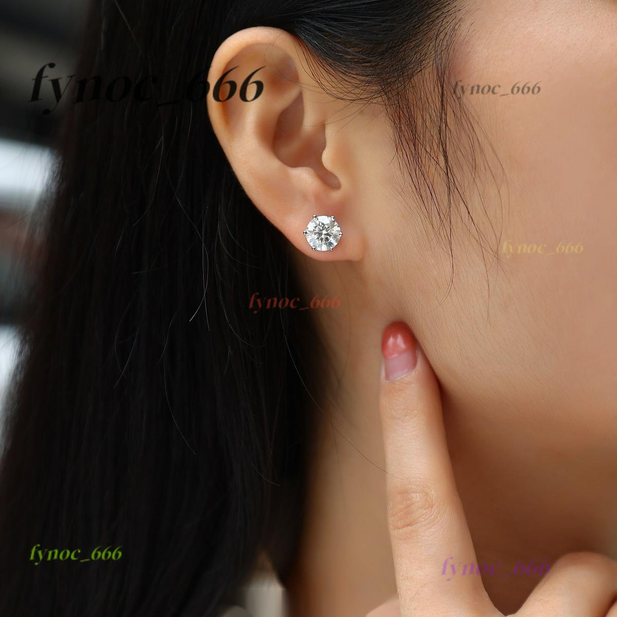 925 Sterling Silver Moissanite Jewelry Diamond Studs 1ct 2ct Round Brilliant Cut Classic Designs Beautiful Earring for Women