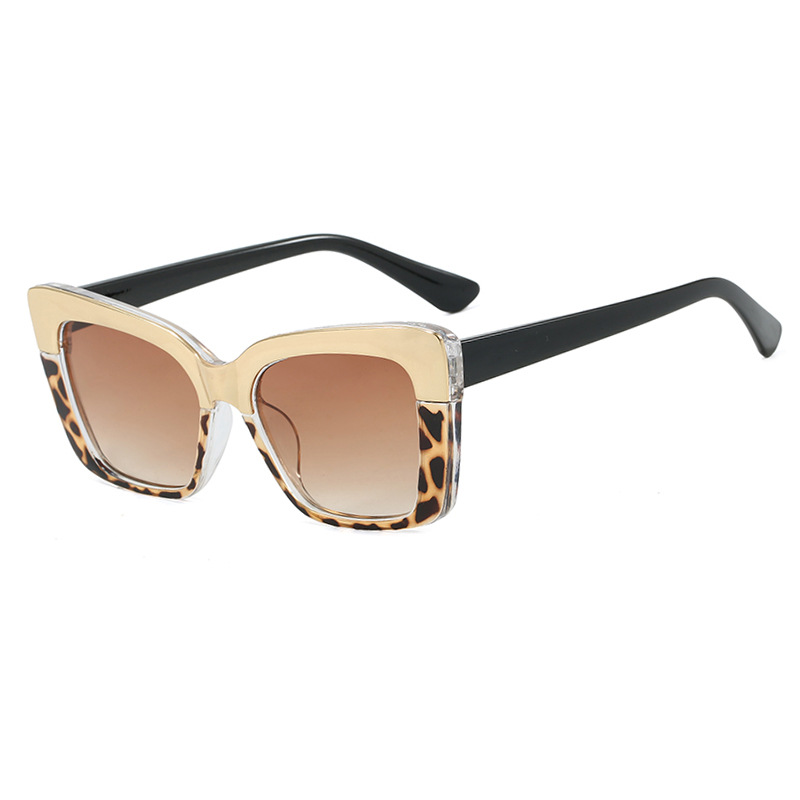 Color Block Square Sunglasses Trendy UV 400 Protection Shades for Women Fashion Retro Over sized Frame