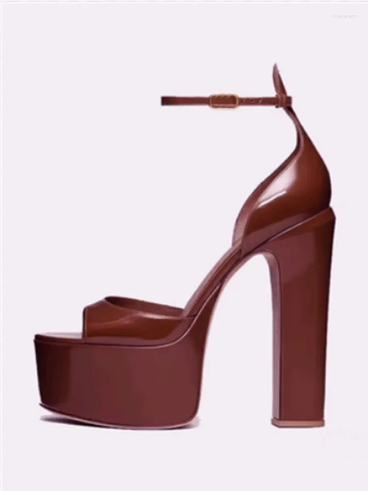 Women's Sandals Ladies' Summer round head Coarse High-heeled Fish Mouth Thick Soled Waterproof Platform Sexy Party And Wedding Shoes