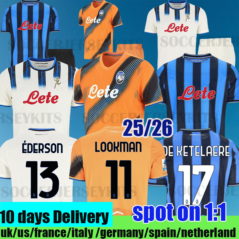 2025 2026 FC Atalanta BC Soccer Jerseys LOOKMAN 2025 2026 MURIEL DE ROON EDERSON ATA BC Bergamasca RETEGUI maglia Men kids kit 25 26 Football Shirts