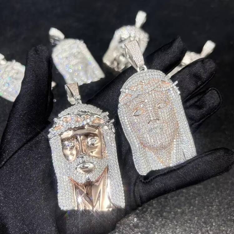 Fashion Hip Hop Jesus Pendant 925 Sterling Silver with Ice Out Moissanite VVS Diamond Jesus Pendant for Necklace