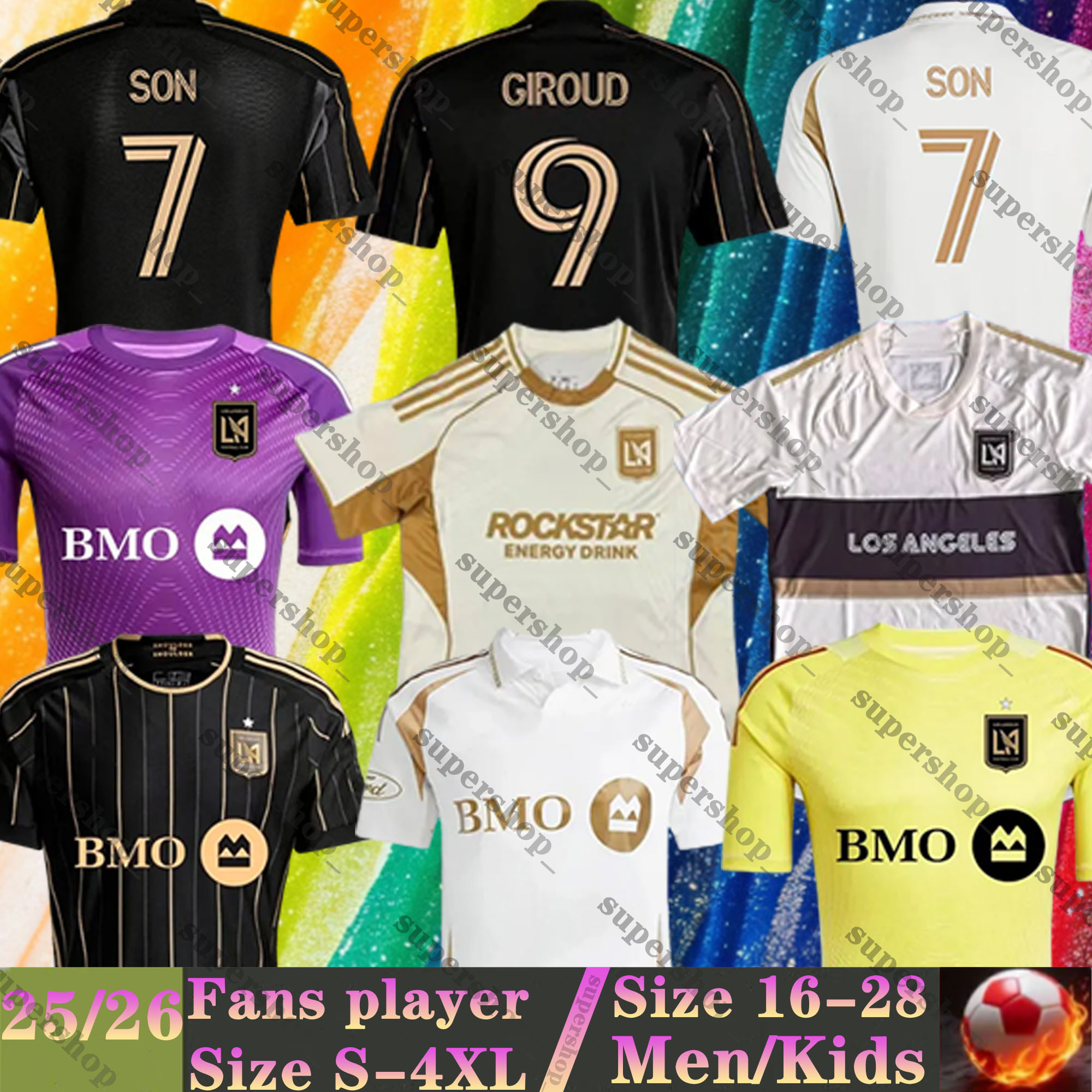 2025 2026 SON Los Angeles FC LAFC soccer jerseys LLORIS GIROUD Goalkeeper men sets D.BOUANGA CHICHARITO KAYE 25 26 Football shirts kids kits ROSSILA RIQUI PUIGVELA