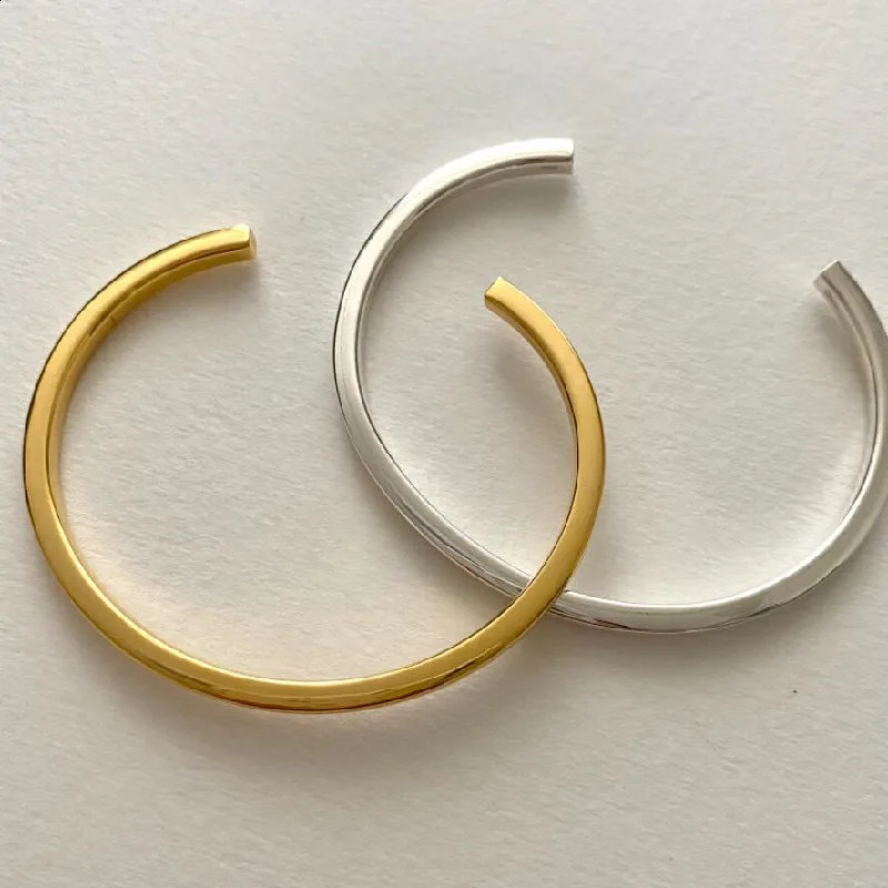 100 Solid 925 Sterling Silver Bracelet for Women Men Vintage Handmade Geometric Gold Simple Bracelets Birthday 250821